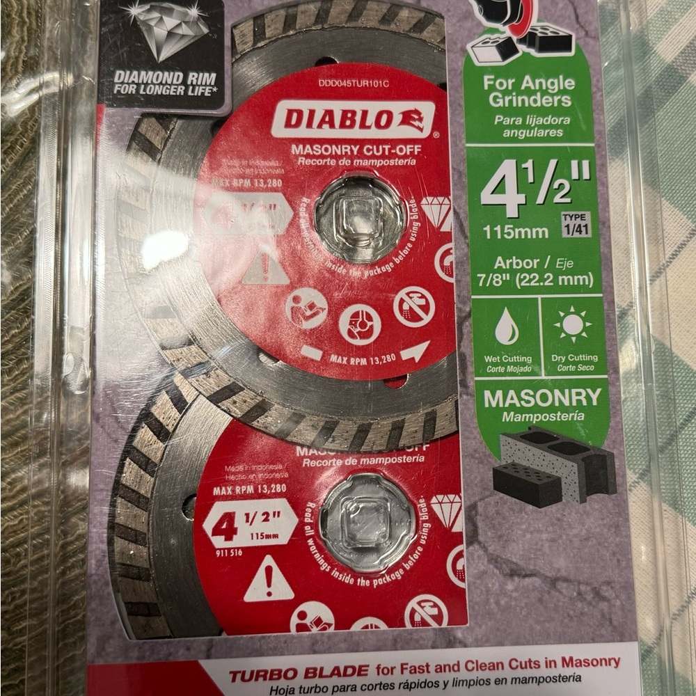 NWT Diablo Turbo Blade Diamond Masonry 4.5” 2 Blades For Angle Grinders